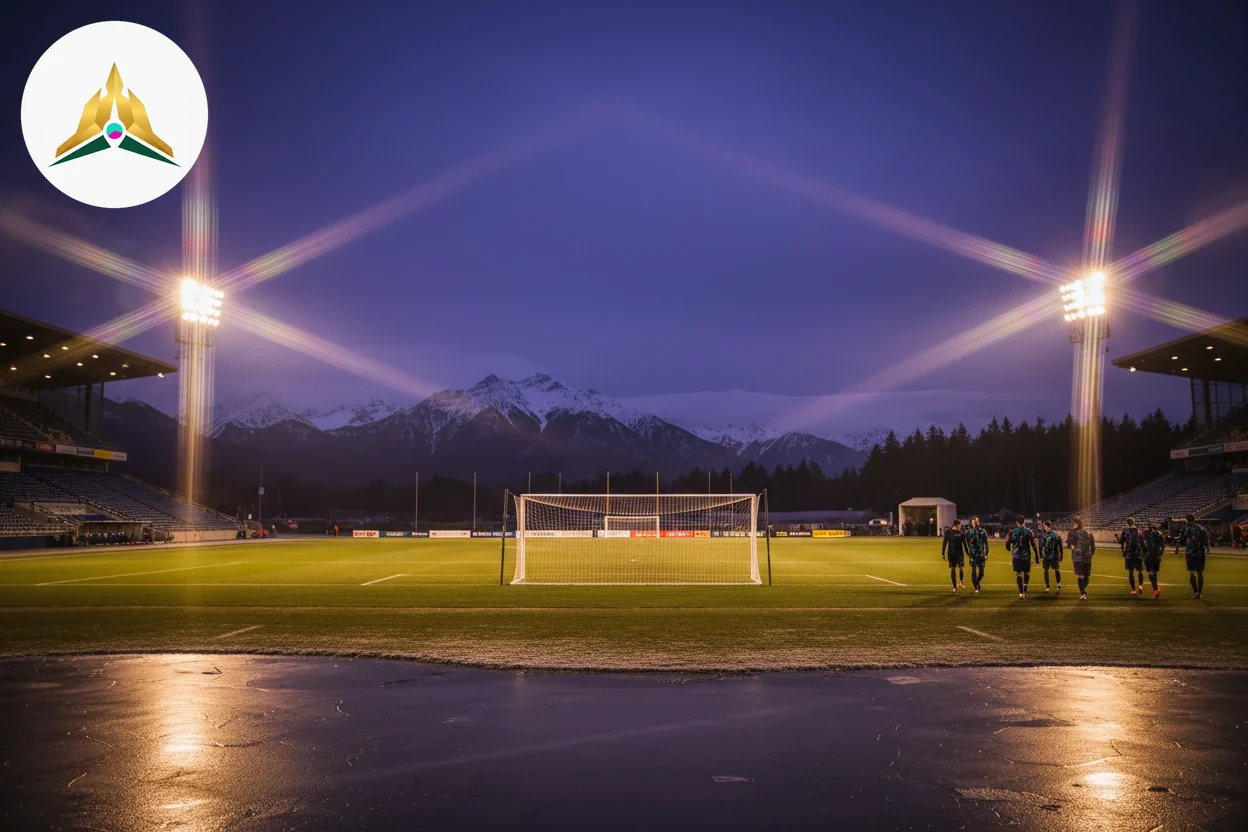 Digital halftime soccer board showing nil nil score with high shot counts